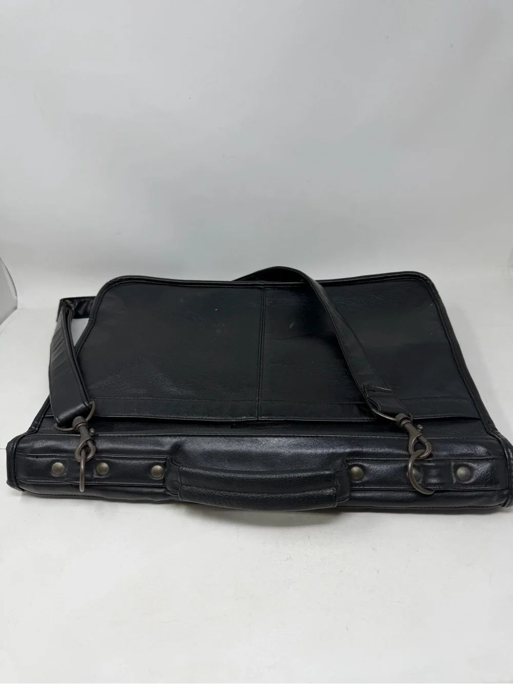 Vintage Bill Blass Leather Briefcase Messenger Bag Black Multi Pocket Work Bag